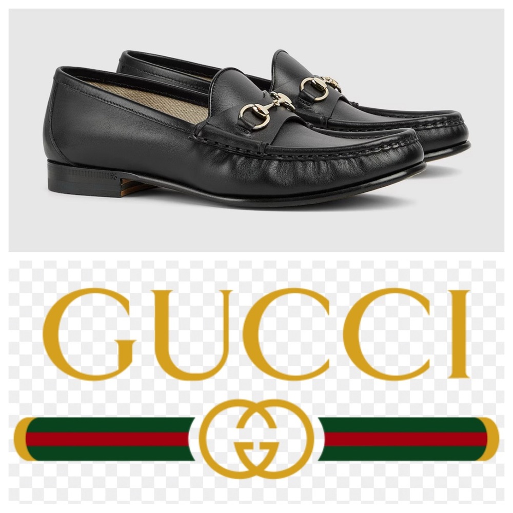 Gucci Black Leather Slip-On Loafers